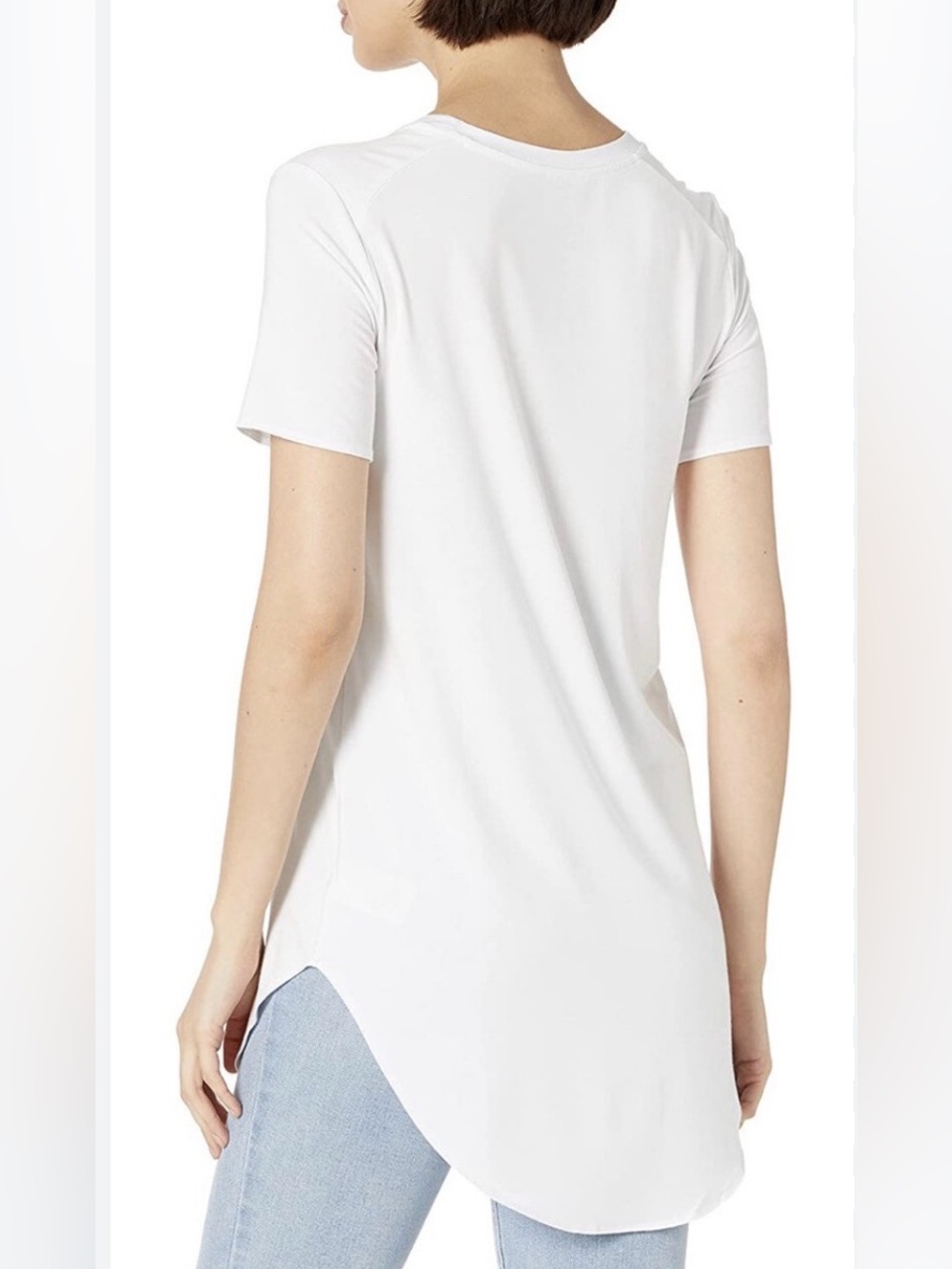 NWT Daily Ritual Tunic Top XL White Viscose Stretch Jersey High Low Scoop Neck